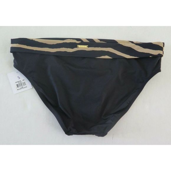Skye SK69338 368 Size L Black Tiger Print Mid Waist Fold Over Bikini Bottom - Picture 2 of 5